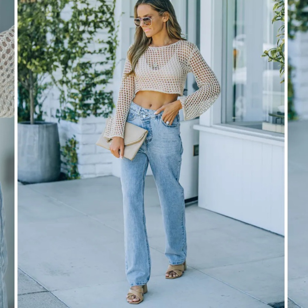 Demetria High Rise Criss Cross Denim